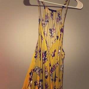 Yellow cross-tank blouse